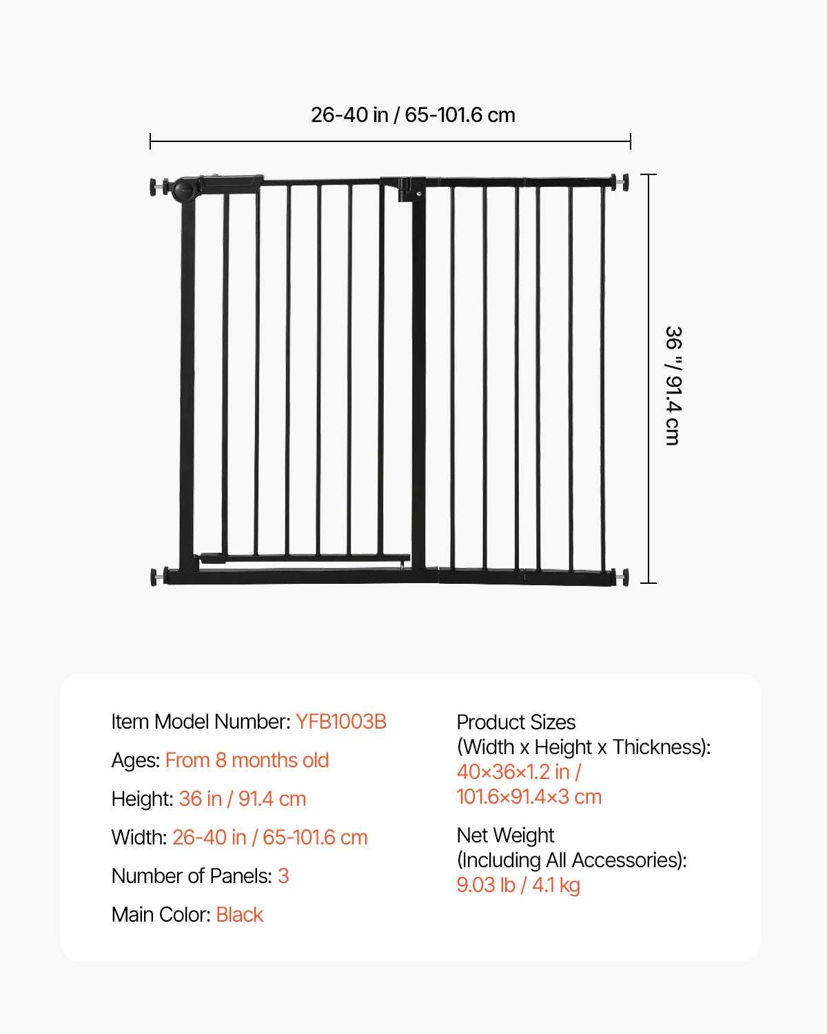 SucceBuy Baby Gate Walk Through Security Gate For Pets