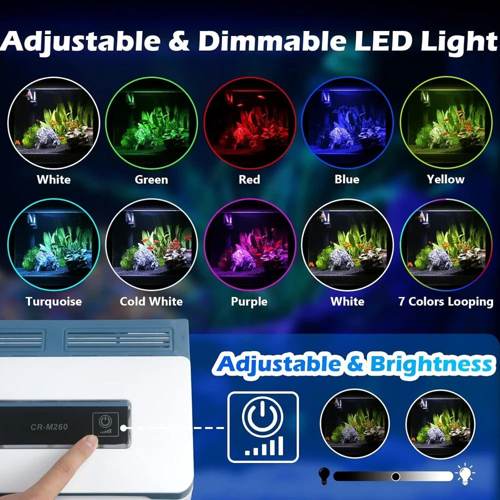 XMSJ Glass Aquarium Starter With LED Light Self Cleaning
