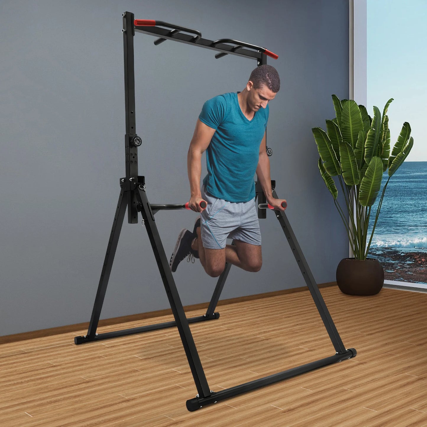 Triangular Pull Up Station Bar Adjustable Height Home Gym