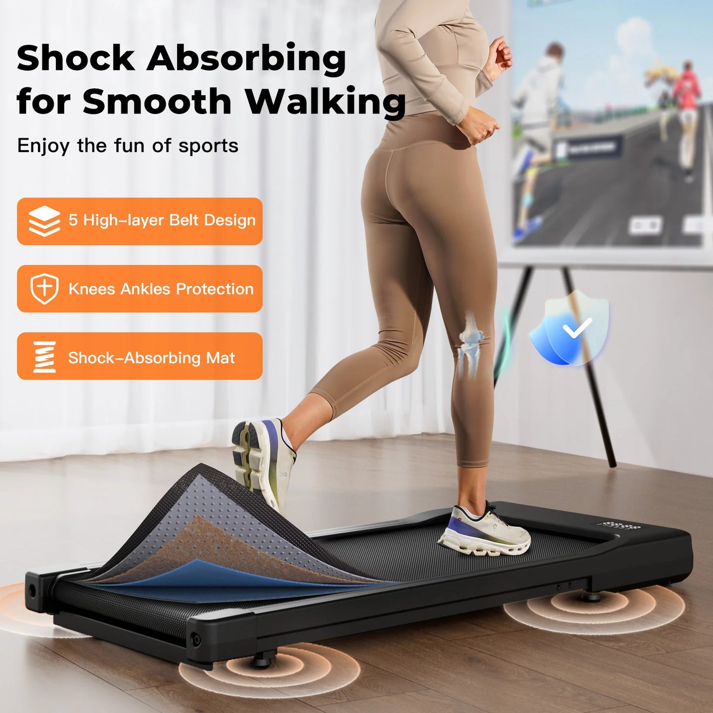 Superun Walking Pad Under Desk Treadmill 2 In 1 Home Office