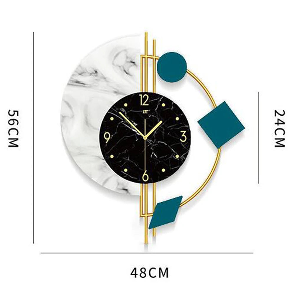 Combination Marble Semicircle Quartz Wall Clock Living Room