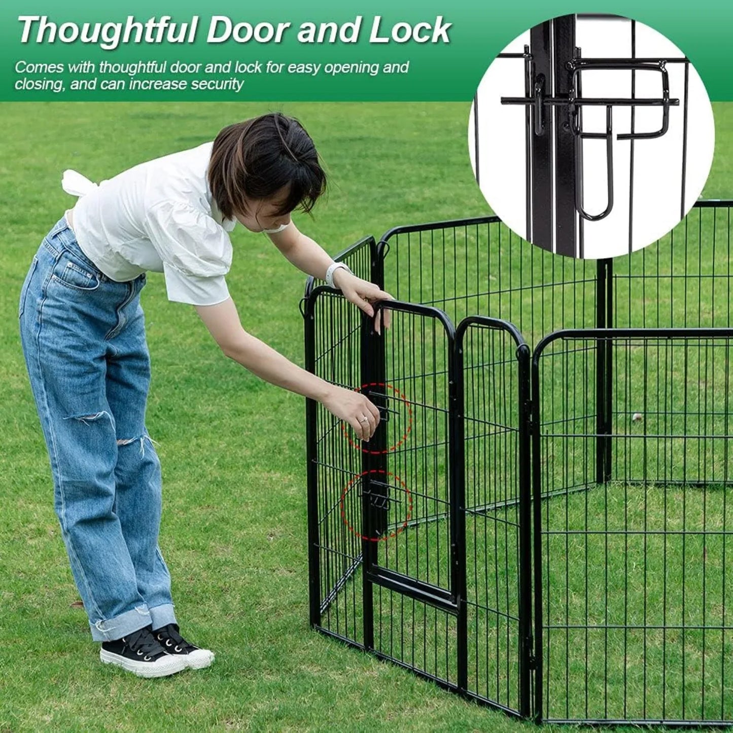 Hign Concerned Indoor Dog Pen With Door Metal Fence