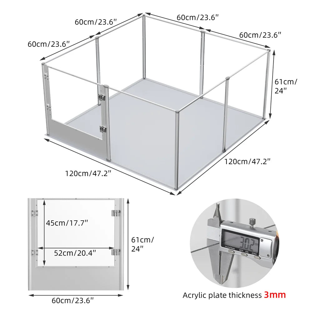 BORWARTH Acrylic Dog Pen Enclosure with Waterproof Pad
