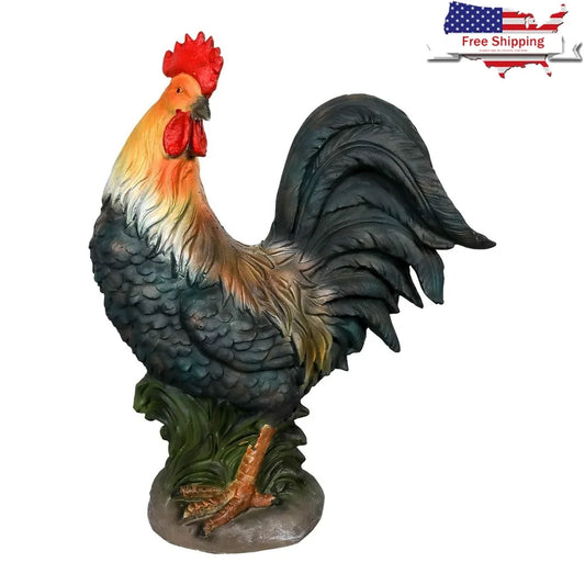 Concrete Rooster Statue for Garden Decor and Outdoor Aesthetics