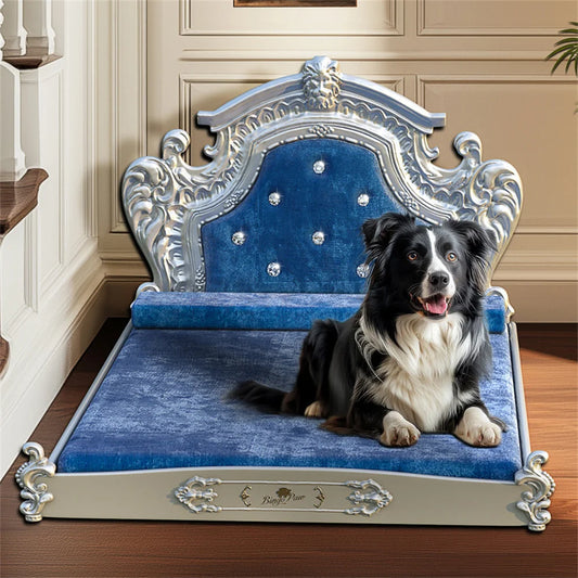 BORWARTCN Large Dog Bed With Headboard Velvet Sofa Comfort