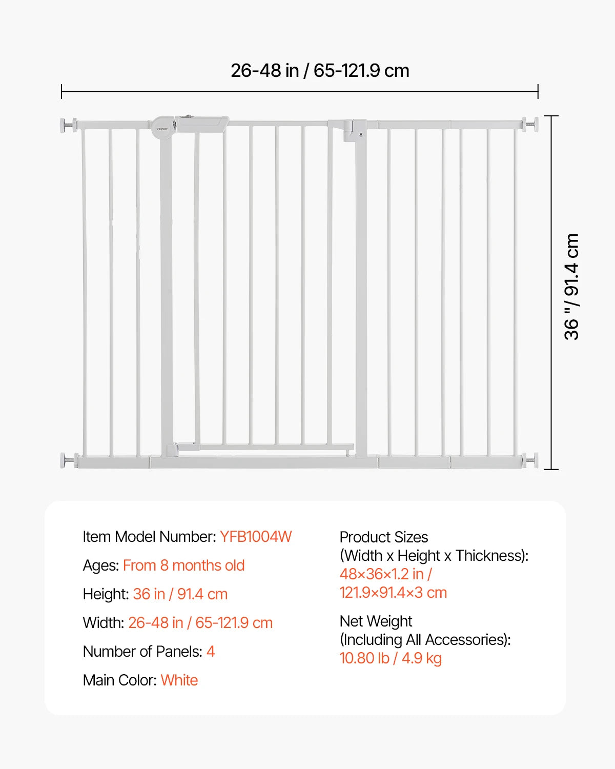 SucceBuy Baby Gate Walk Through Security Gate For Pets