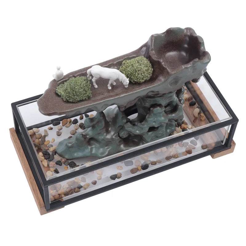 Hign-concerned Desktop Fountain Glass Fish Tank Decor