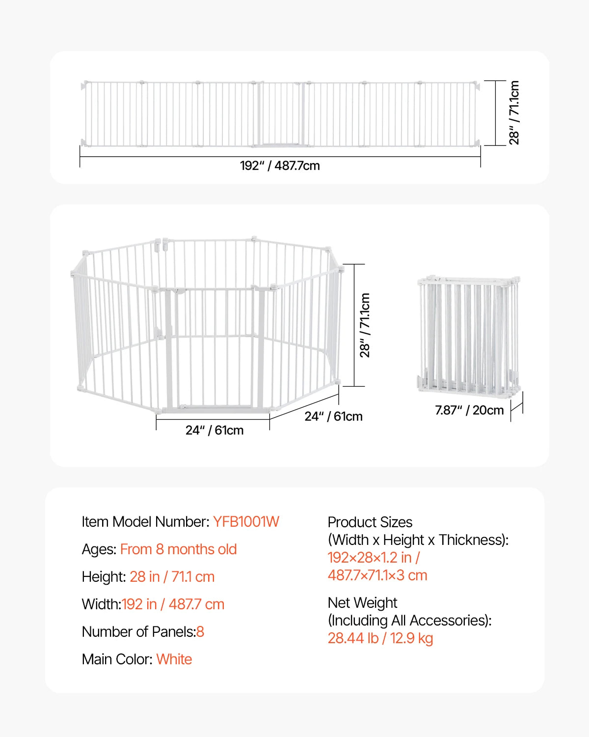 SucceBuy Baby Gate Easy Step Walk Through Pressure Mount