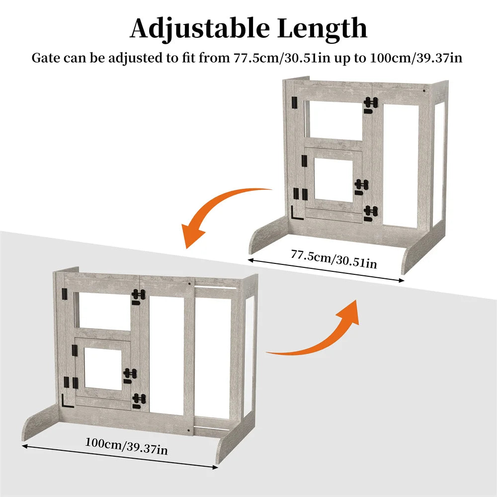 Dog Door Heavy Duty Gate With Retractable Walkthrough