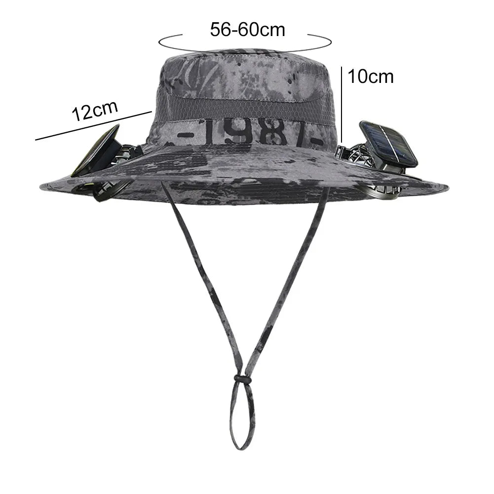 Alloet Dual Solar Fan Hat For Outdoor Fishing And Hiking