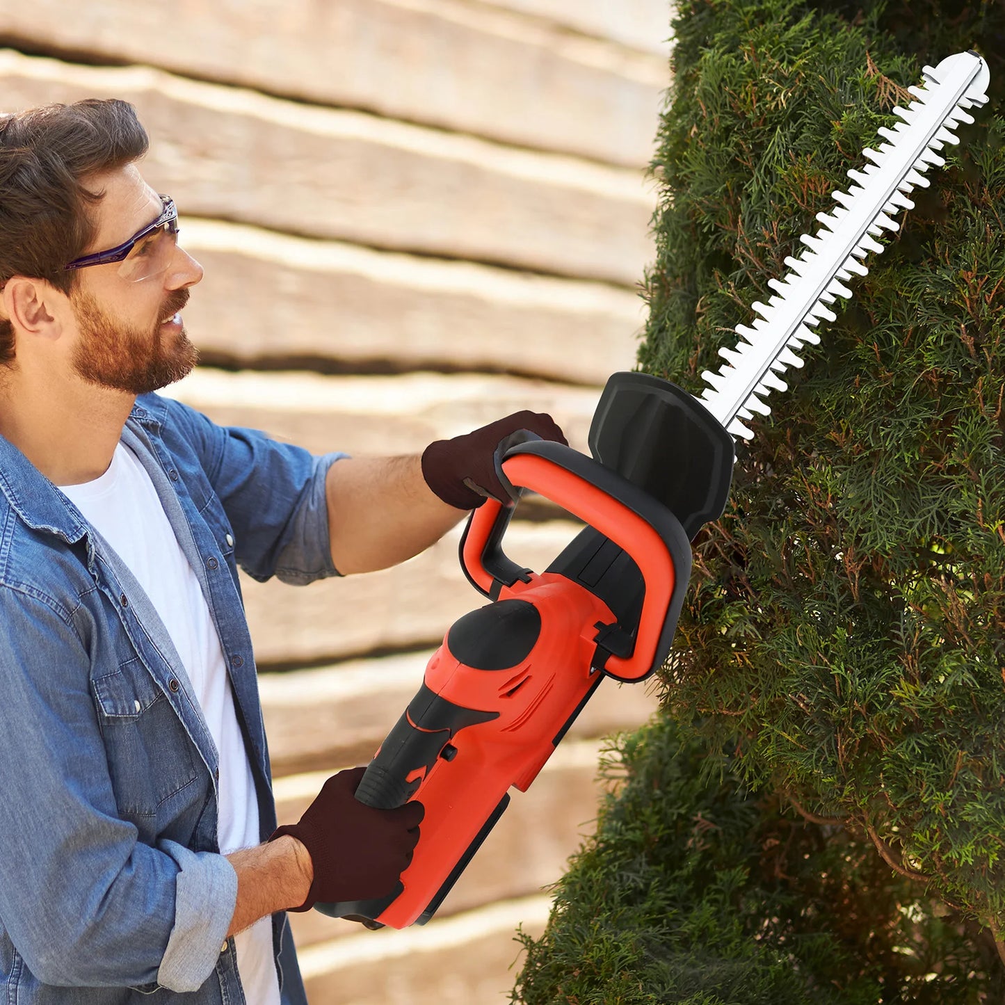 Cordless Electric Hedge Trimmer with Battery Charger for Gardening