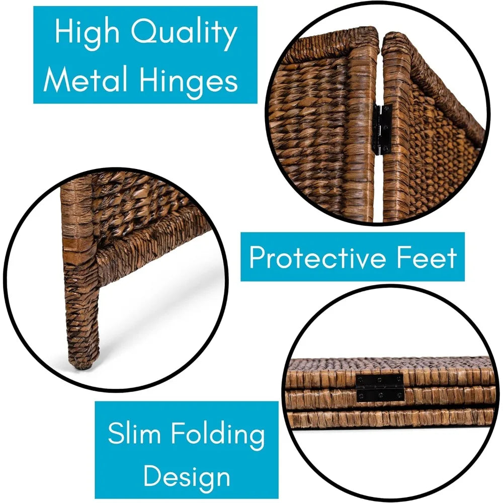 Handwoven Seagrass Room Divider Three Panel Privacy Screen