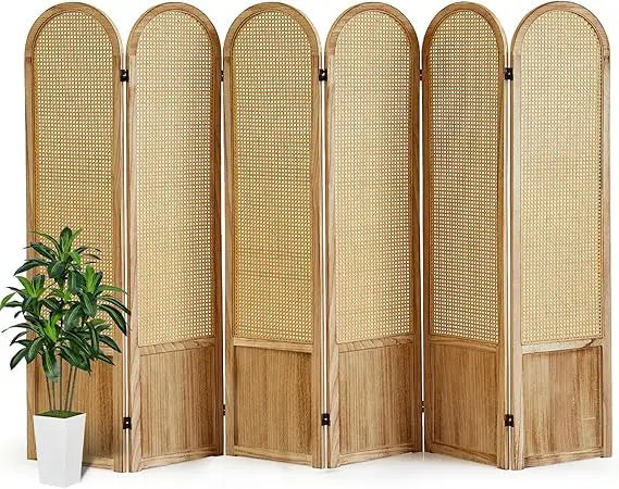 Folding Rattan Room Divider Privacy Screen for Stylish Spaces
