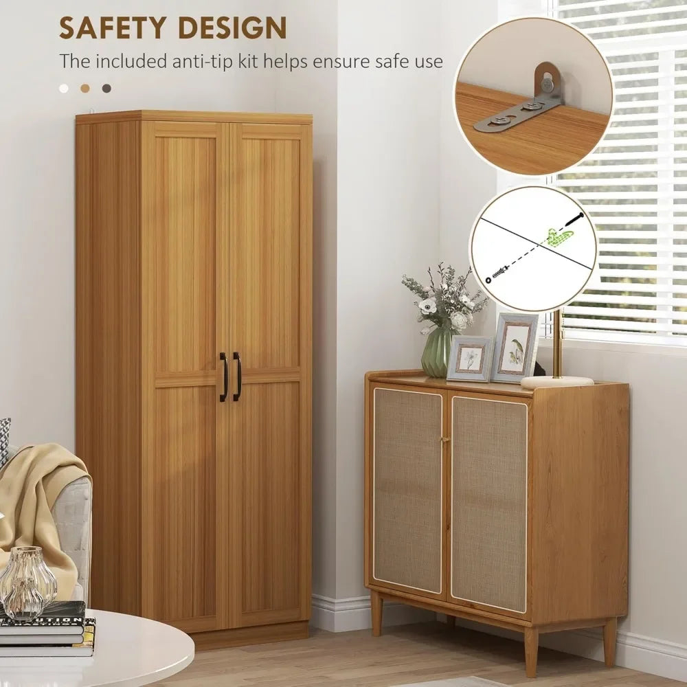 Freestanding Kitchen Pantry with Adjustable Shelves and Storage Solutions