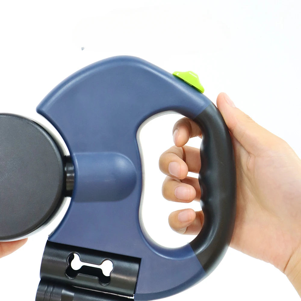 Automatic Retractable Two-End Pet Leash With Flashlight Feature