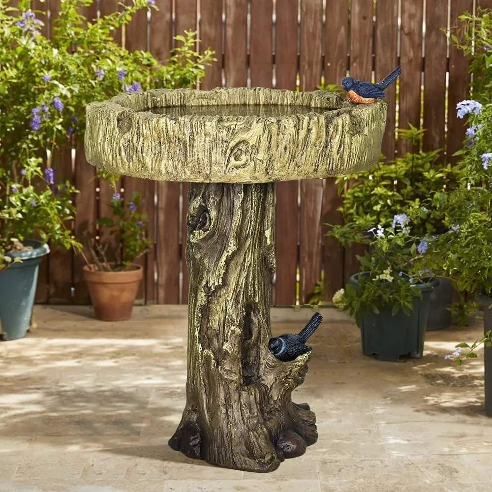 Woodland Tree Trunk Bird Bath Garden Decoration Statue