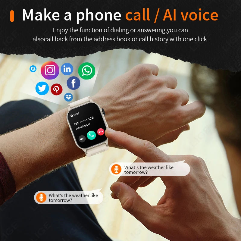 LIGE Smart Watch for Men with Health Monitoring and Bluetooth
