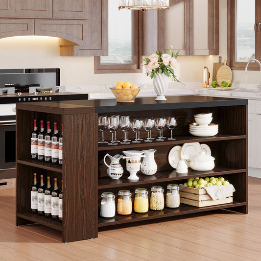 Tribesigns Kitchen Island With Storage And Five Shelves