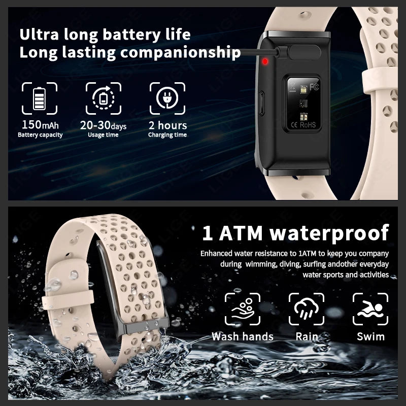 LIGE Smartwatch Blood Oxygen Blood Pressure Ultra Long