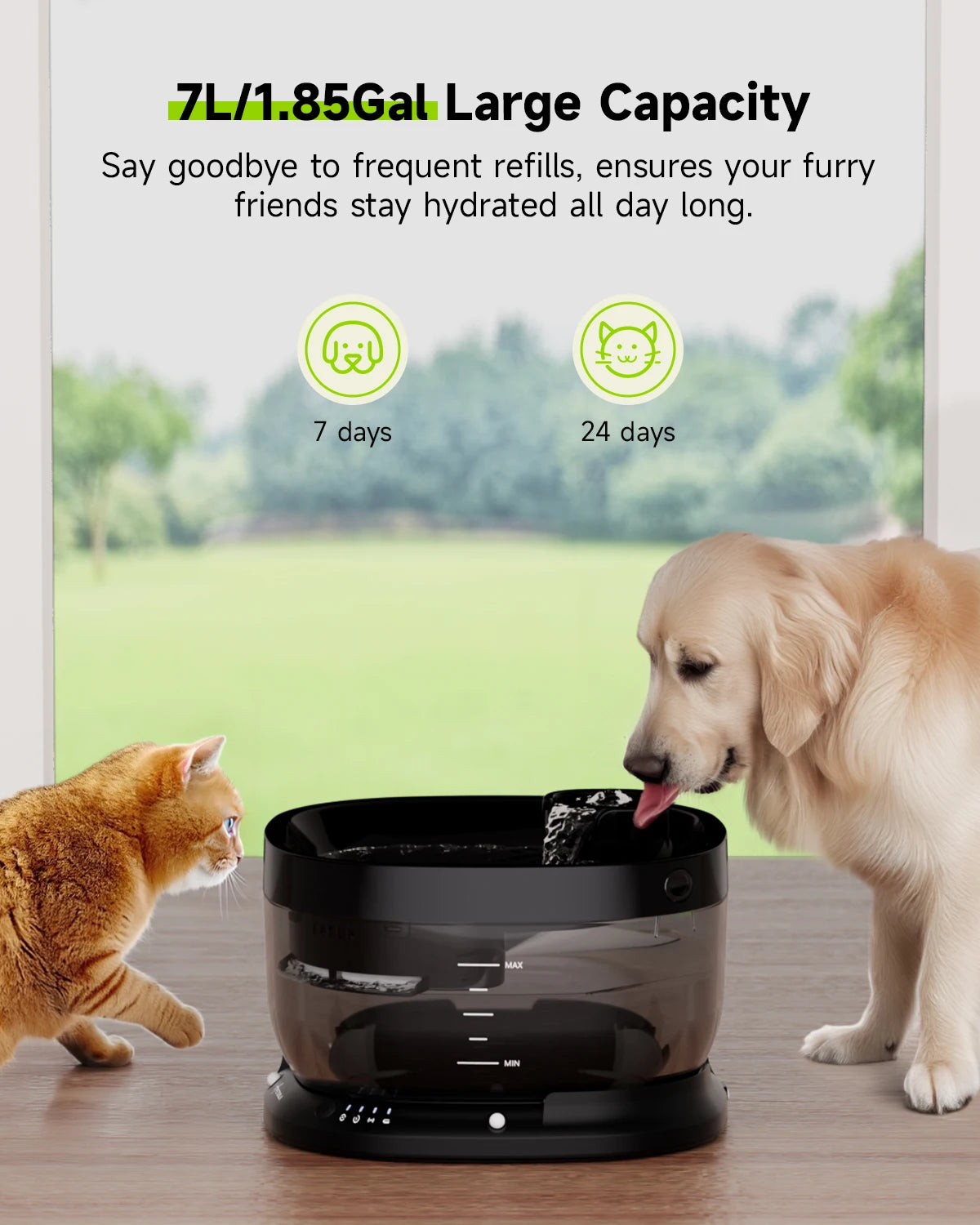 APETDOLA 7L Wireless Dog Water Fountain Auto Sensor