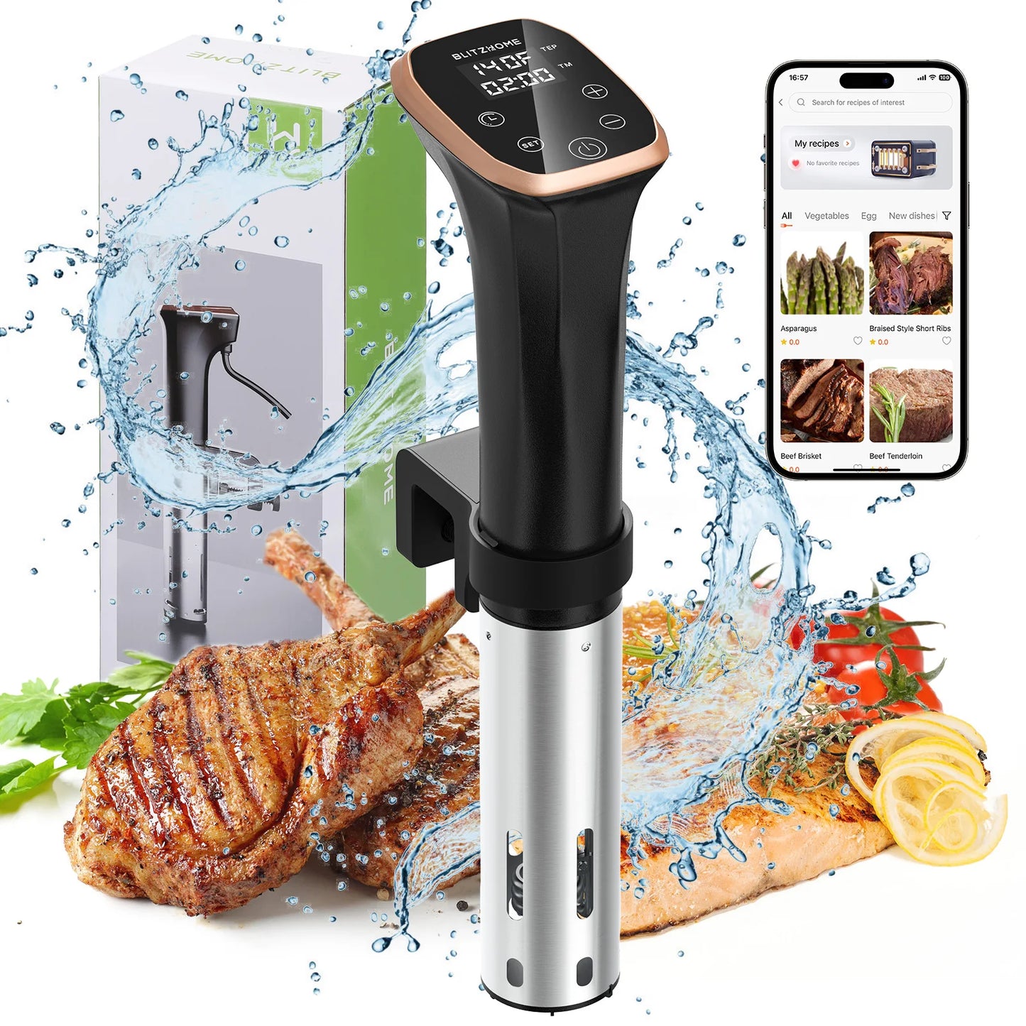 Blitzhome IPX7 Waterproof Slow Cooker WiFi App Control