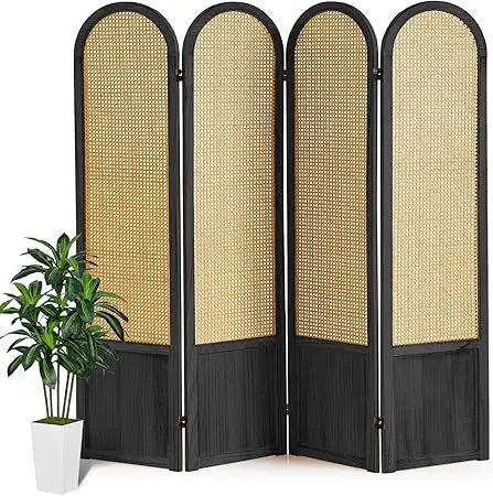 Folding Rattan Room Divider Privacy Screen for Stylish Spaces