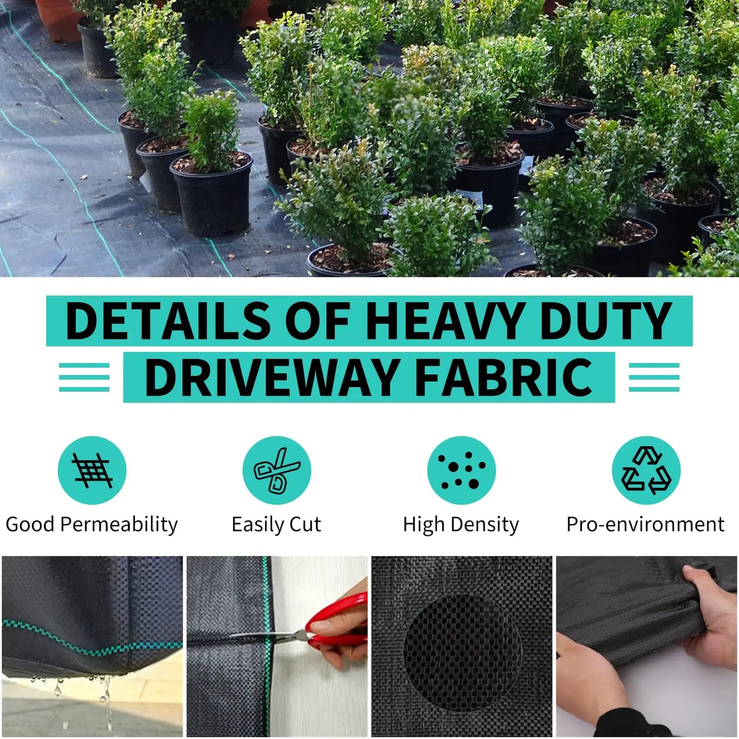 HiMISSH Weed Barrier Landscape Fabric Heavy Duty Woven Cloth