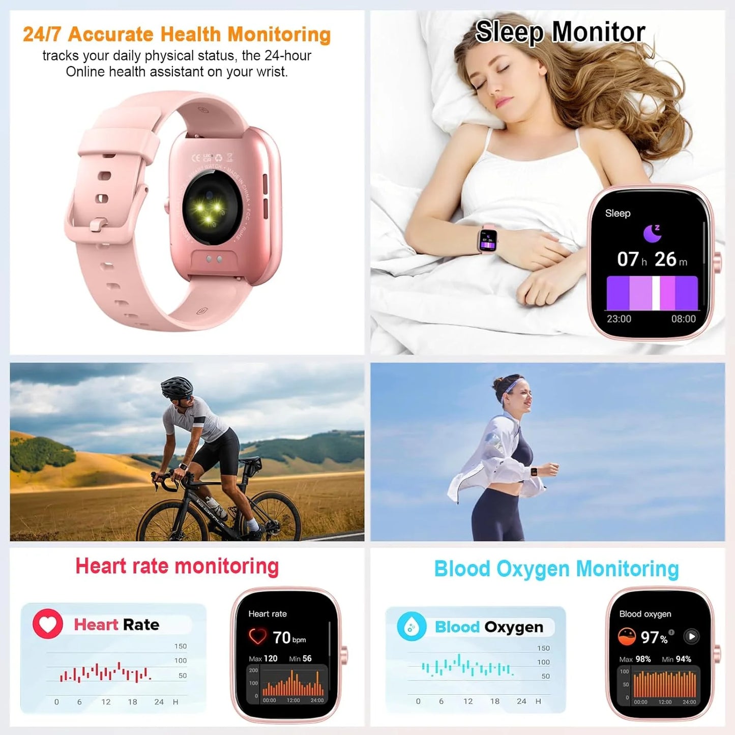 Smart Watch with Call Function and Waterproof Fitness Tracking
