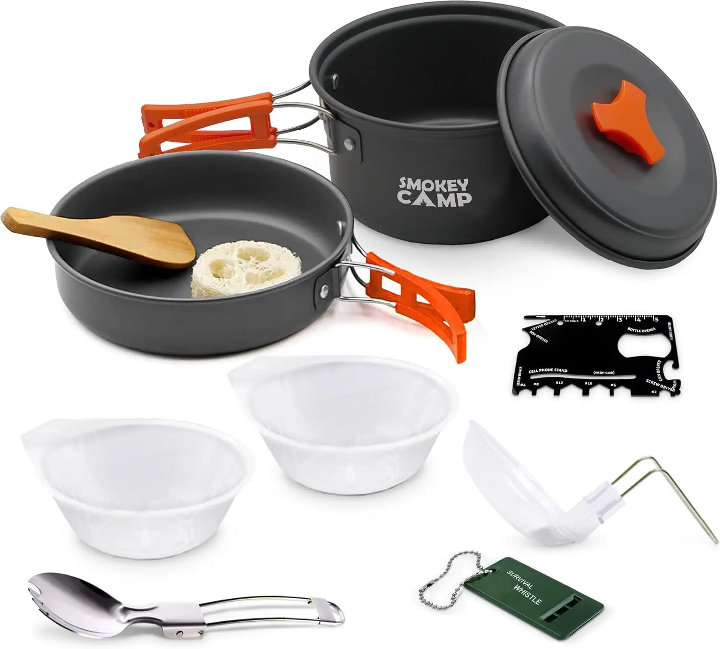 Portab Camping Cookware Mess Kit Set With Stove Nonstick