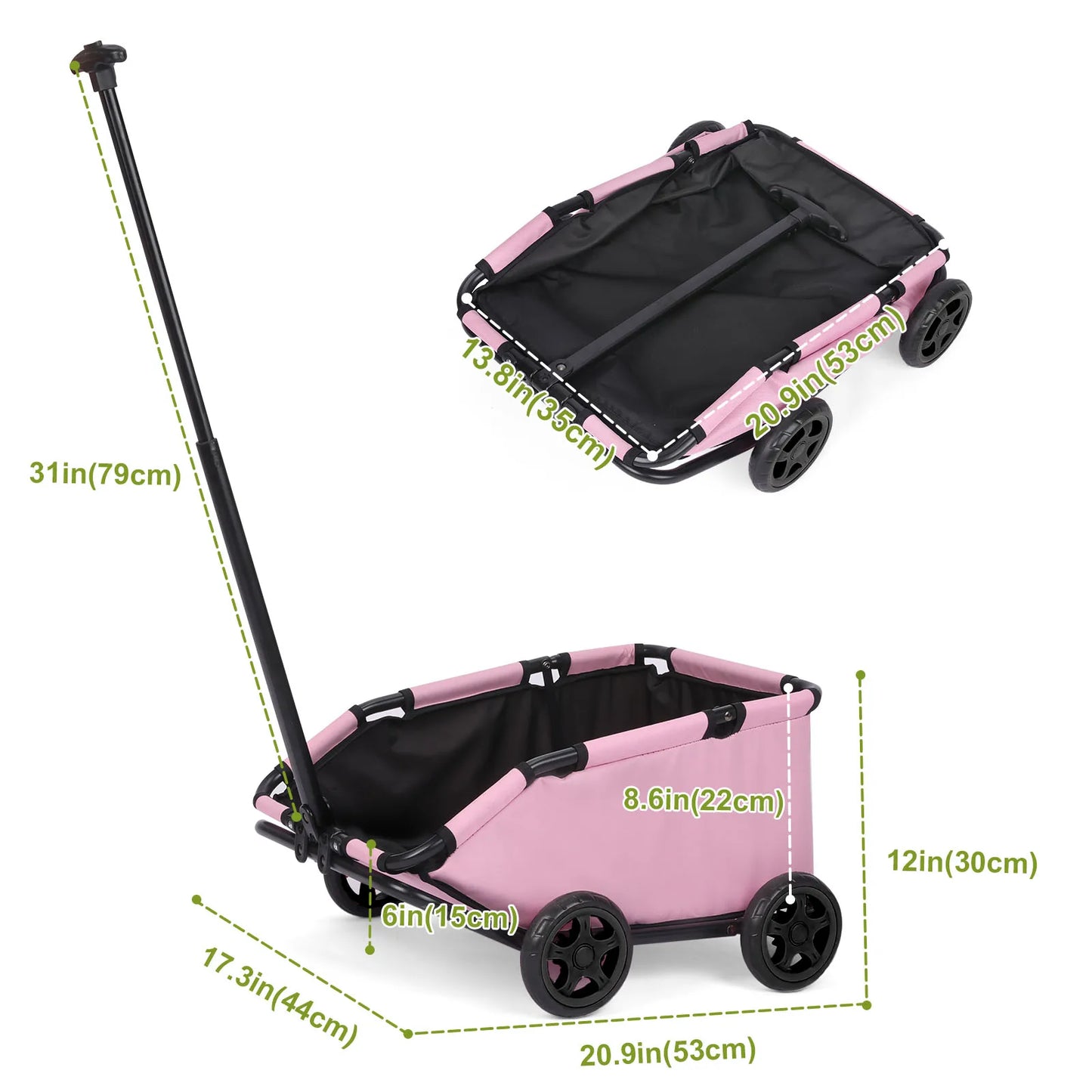 Lightweight Folding Pet Cart with 360 Degree Rotating Wheels