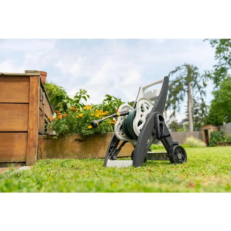 Durable Portable Hose Reel Cart for Effortless Garden Use
