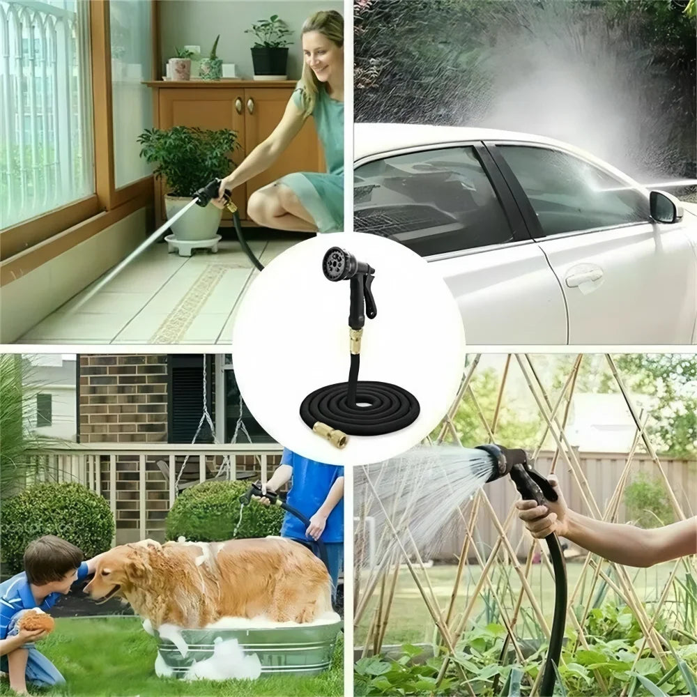 Expandable Garden Hose Kit for Lawn and Car Washing