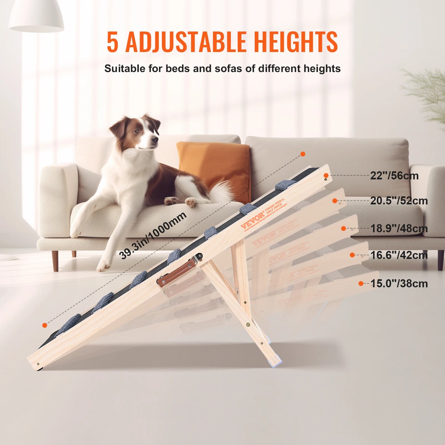 SucceBuy Dog Ramp Folding Anti Slip Adjustable Stairs