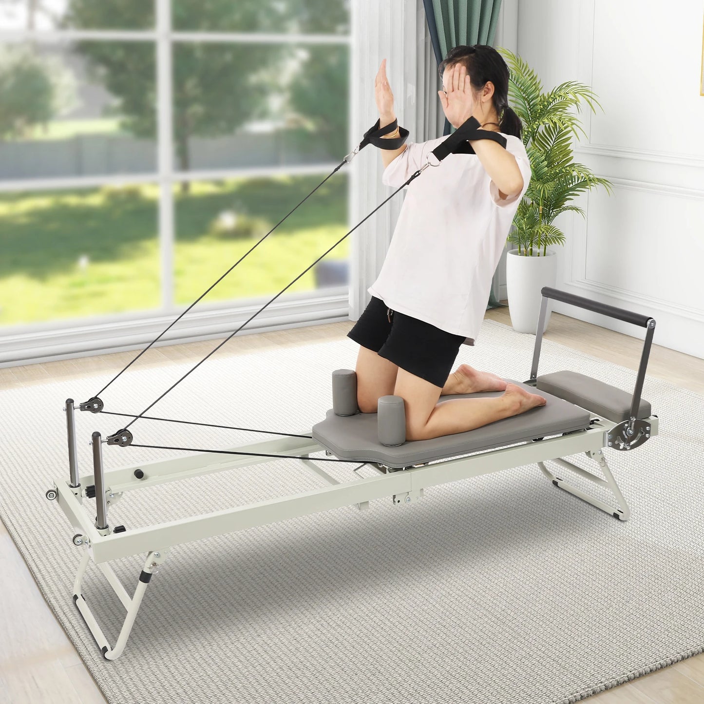 Foldable Pilates Reformer Machine for Home Yoga Fitness