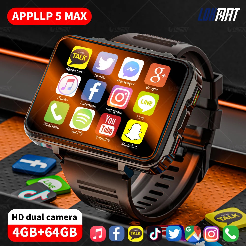 LOKMAT Android Smartwatch 4G Phone Dual Camera Flashlight