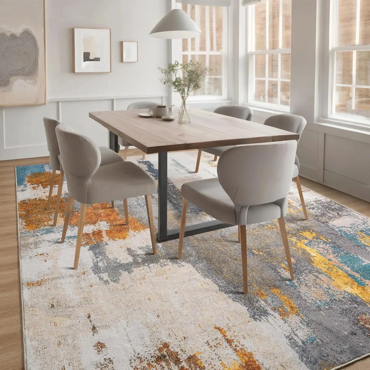 Vintage Machine Washable Area Rug for Living Room Décor