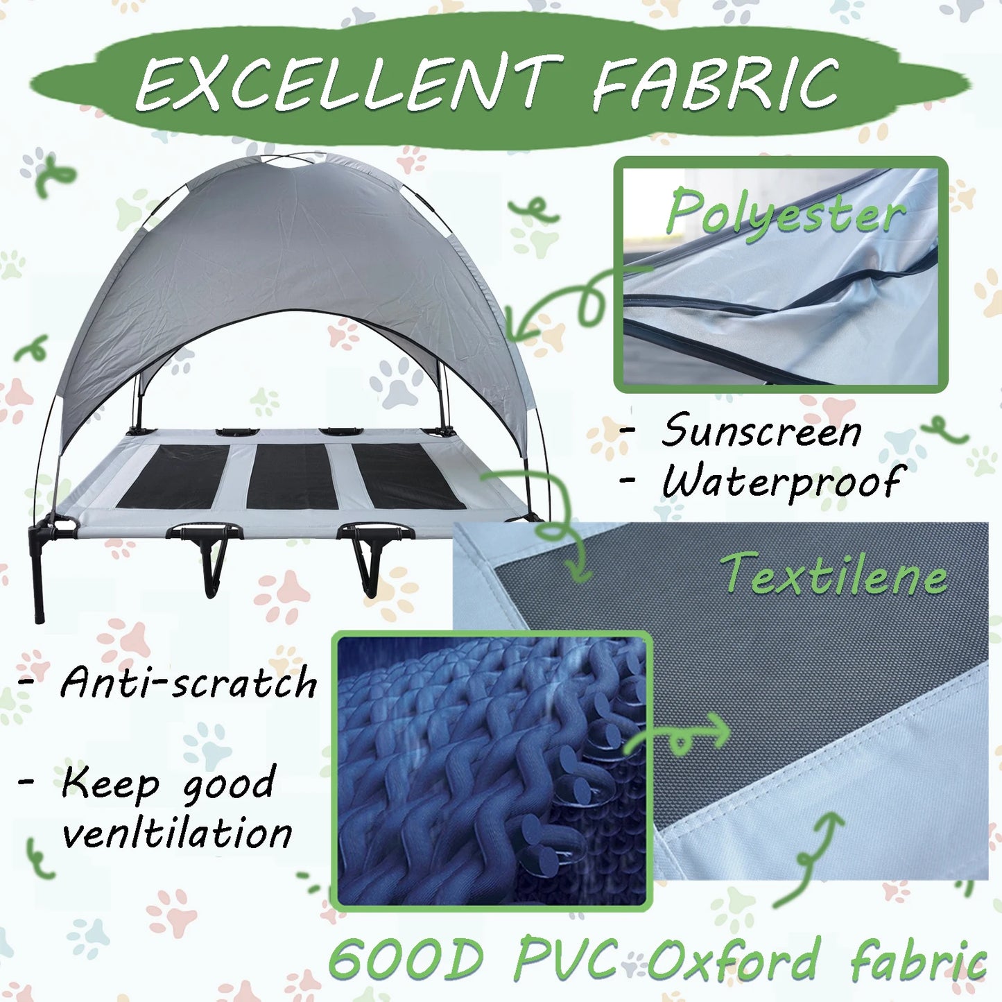 Shanghai Elevated Canopy Dog Bed With Anti Slip Cot