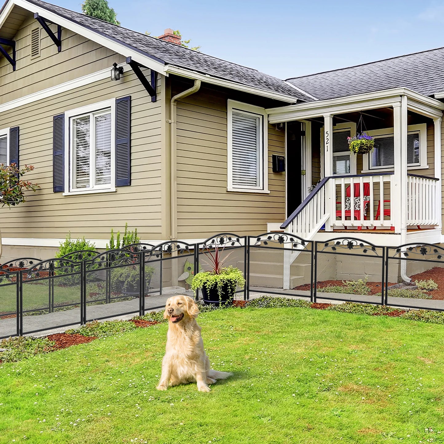 BINGOPAW 5 Panel Dog Playpen Outdoor Heavy Metal Fence