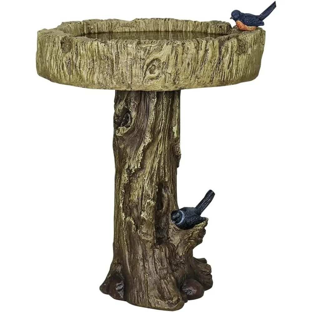 Woodland Tree Trunk Bird Bath Garden Decoration Statue