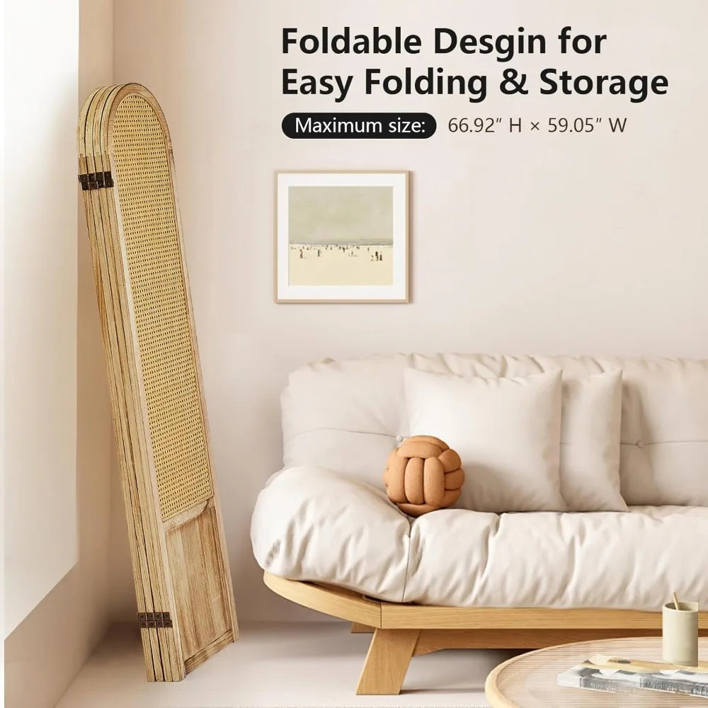 Folding Rattan Room Divider Privacy Screen for Stylish Spaces