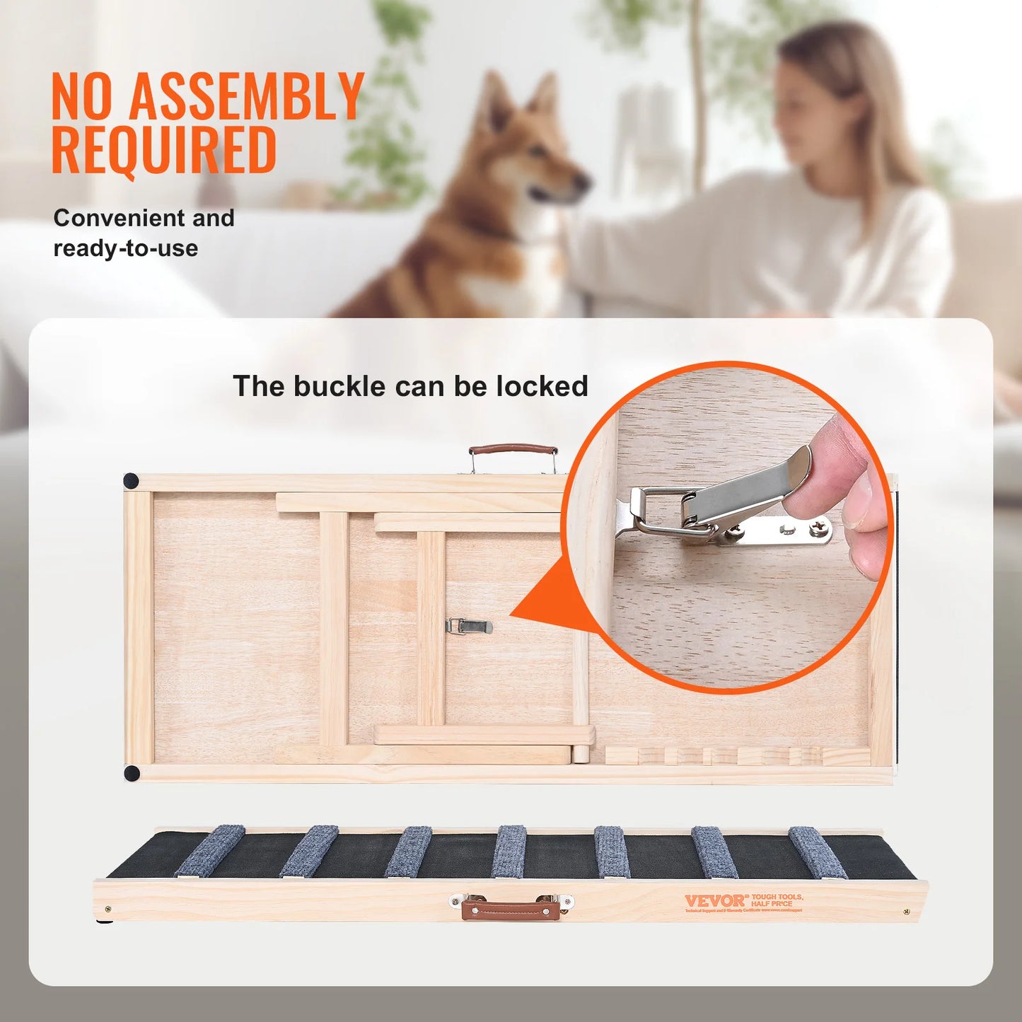 SucceBuy Dog Ramp Folding Anti Slip Adjustable Stairs