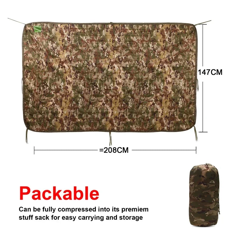 Tactical Camouflage Poncho Liner Blanket for Outdoor Adventures