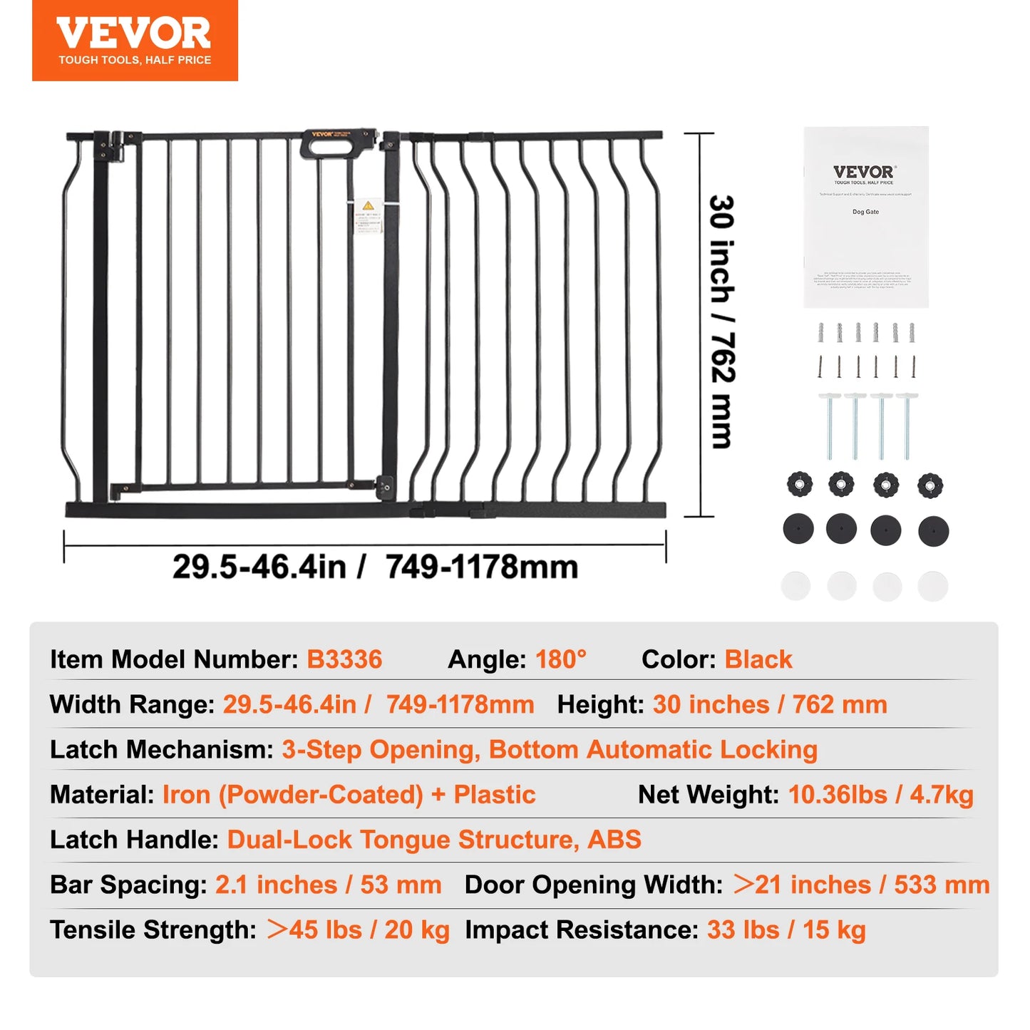 SucceBuy Baby Gate Easy Step Walk Through Pressure Mount