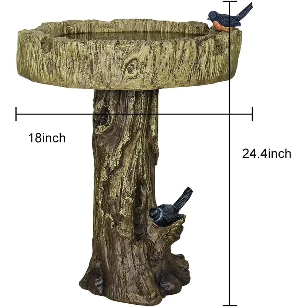 Woodland Tree Trunk Bird Bath Garden Decoration Statue