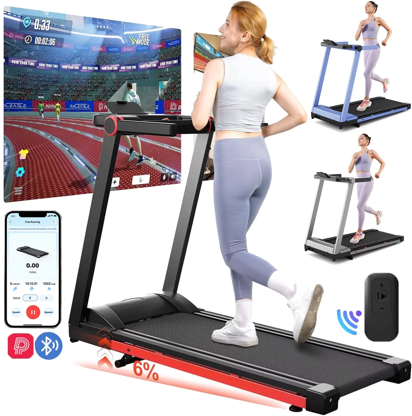 Driving Foldable Treadmill 3.5HP 350lbs Incline Six Percent