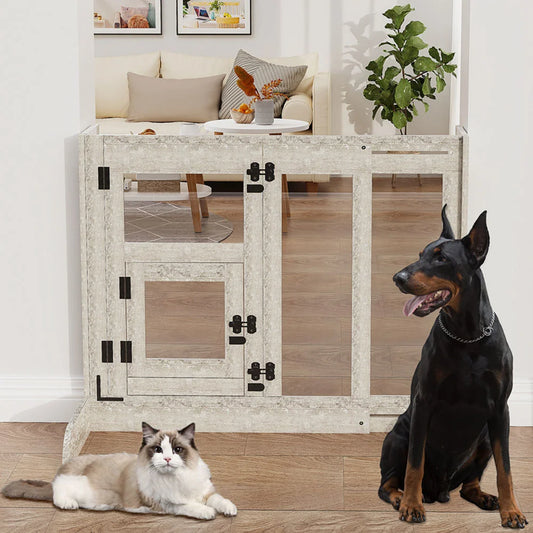 Dog Door Heavy Duty Gate With Retractable Walkthrough