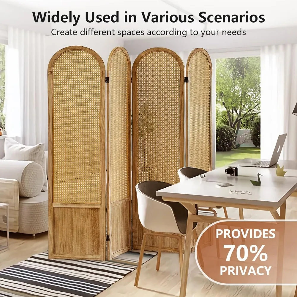 Folding Rattan Room Divider Privacy Screen for Stylish Spaces