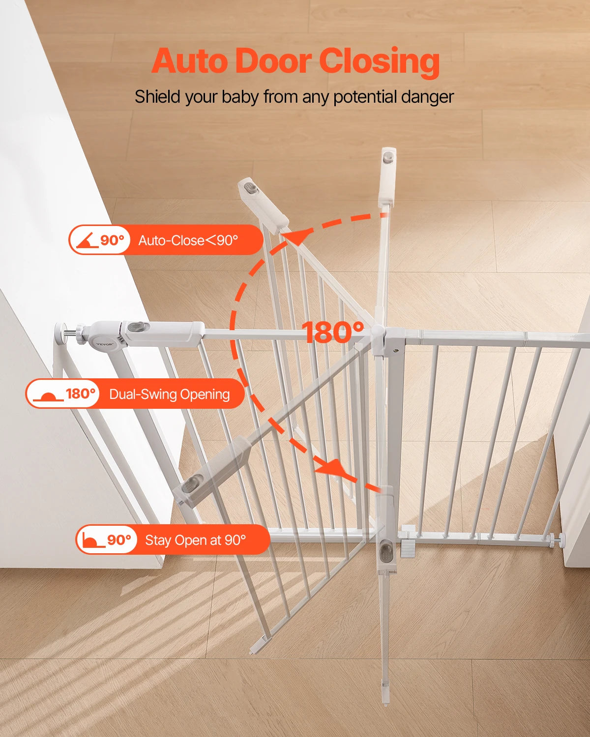 SucceBuy Baby Gate Easy Step Walk Through Pressure Mount