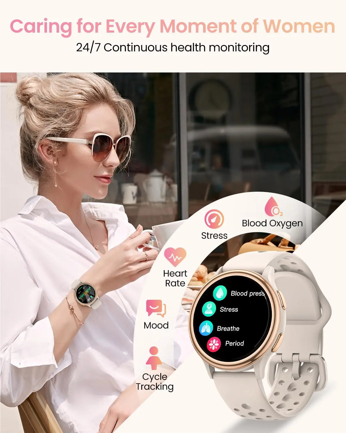 Smart Fitness Watch for Women with Health Tracking Features