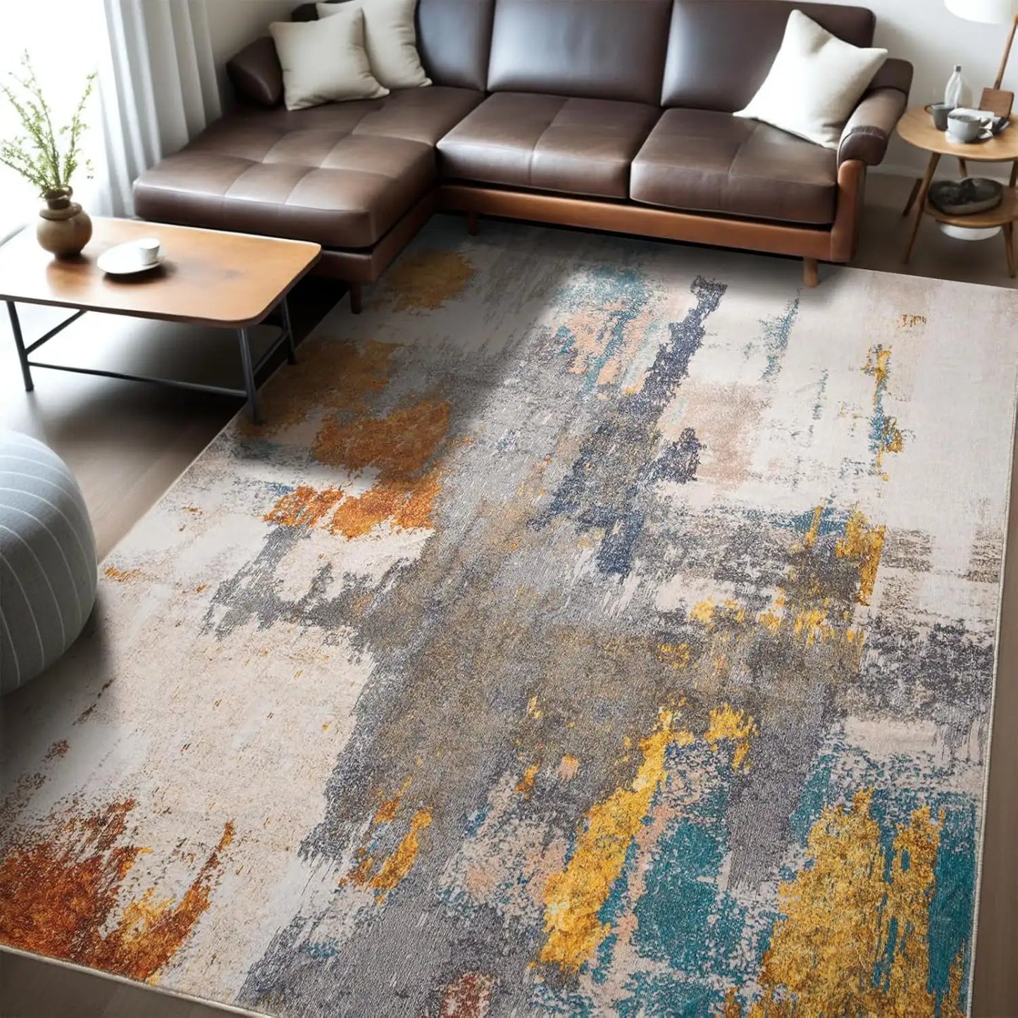Vintage Machine Washable Area Rug for Living Room Décor